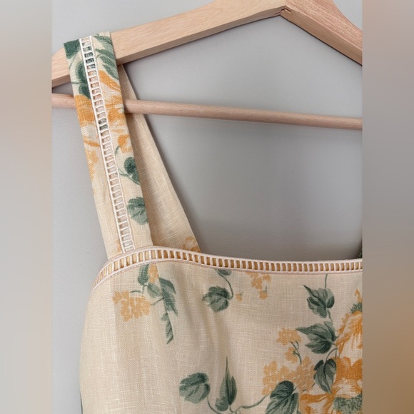 NEW Reformation Everett Linen Midi Dress Radiance Yellow Floral | US 2 UK 6 - Picture 8 of 16